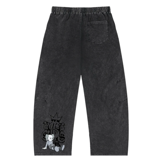 Snow Wash Drawstring Cotton Pants