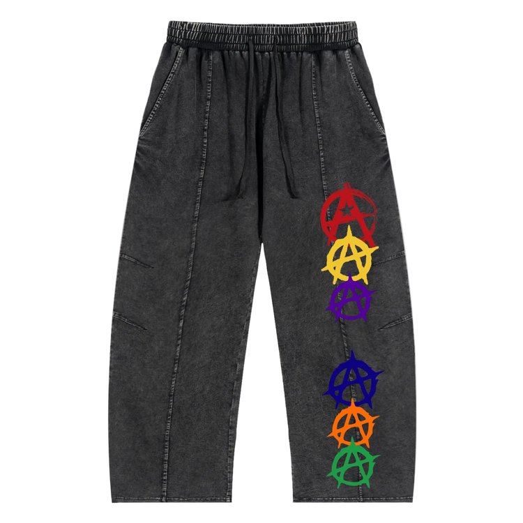 Snow Wash Drawstring Cotton Pants